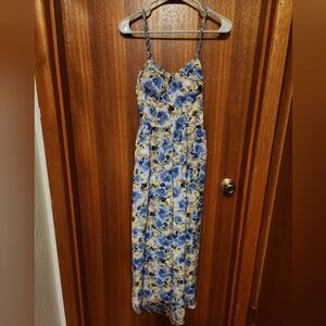 Floral Jumpsuit - Size Small - Yellow And Blue